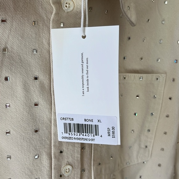 Frame Oversized Denim Rhinestone Shirt NWT - Picture 4 of 8